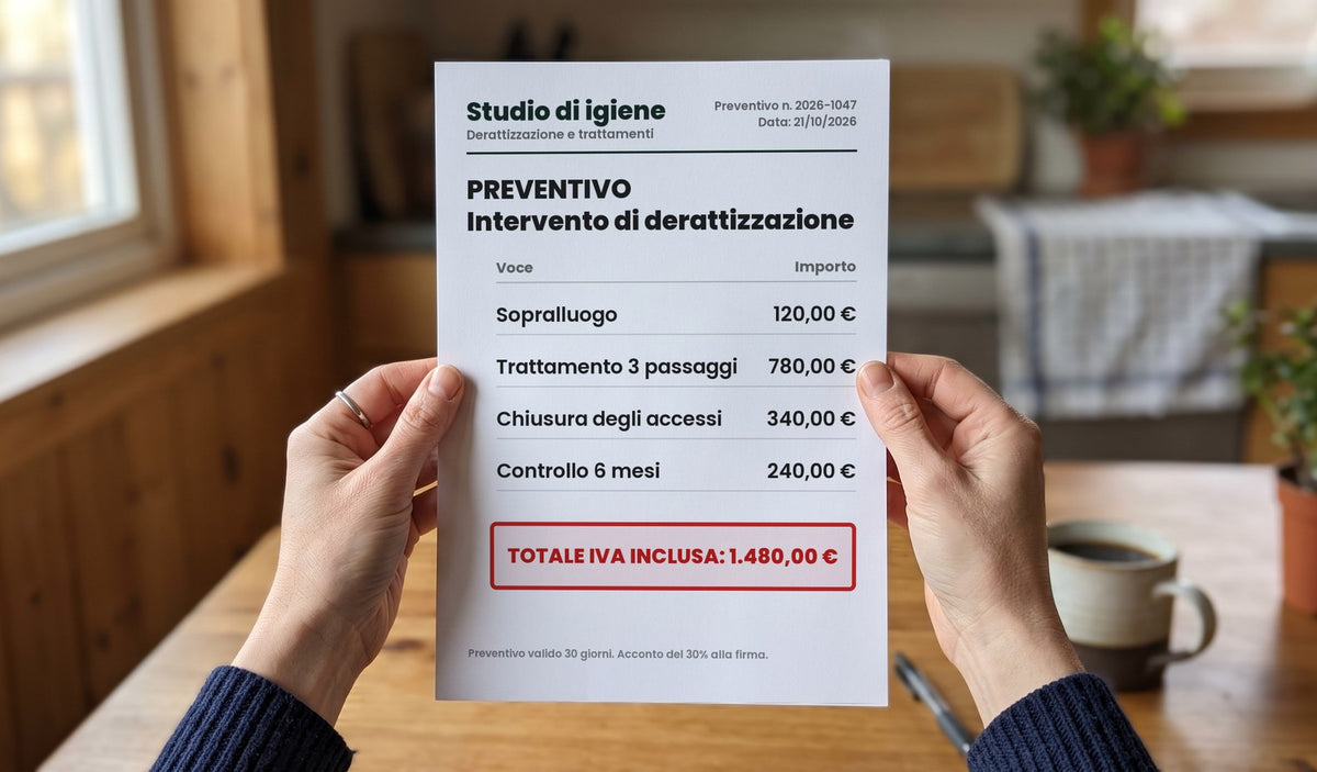 Preventivo per l'intervento di derattizzazione
