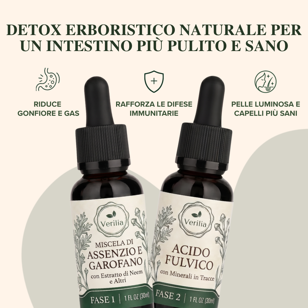 Verilia® GutCleanse – Kit Pulizia Intestinale in 2 Fasi – Detox Naturale a Base di Erbe per un Intestino Più Pulito e Sano