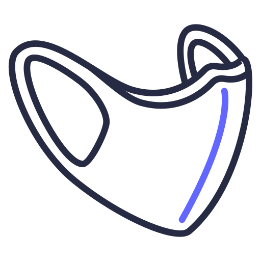 Illustrazione stilizzata di una maschera viso con elastici per le orecchie.