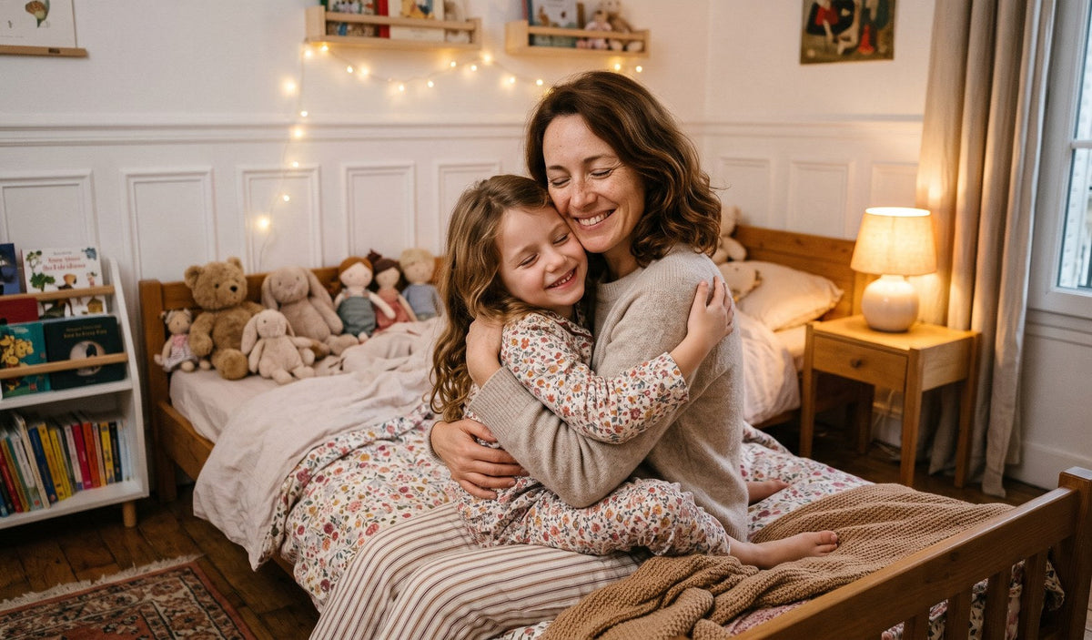Giulia e sua figlia sollevate in cameretta
